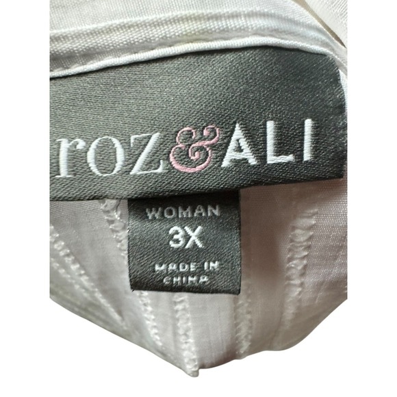 Roz & Ali White Button Down Blouse Top Plus Size 3XL textured Length 29" - Picture 7 of 11